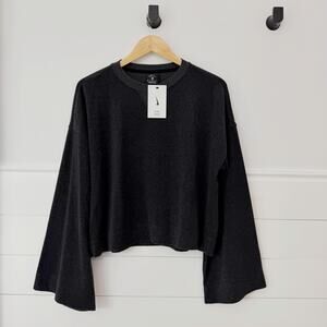 NWT! Nike Yoga Black French Terry Wide Sleeve Sweatshirt Size M